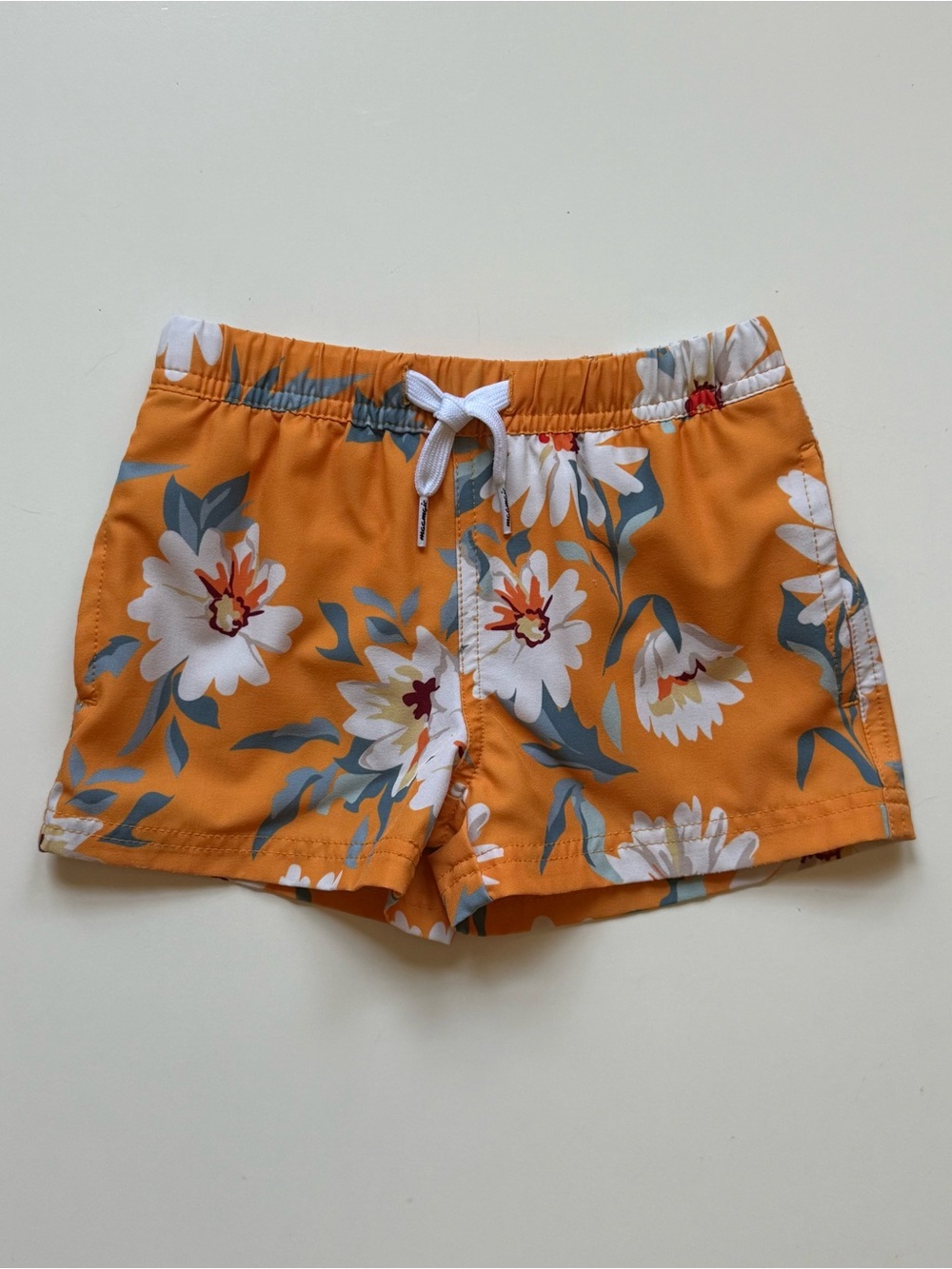 maamgic Boys Stretch Quick Dry Swim Trunks, Daisy Orange - Size 2T